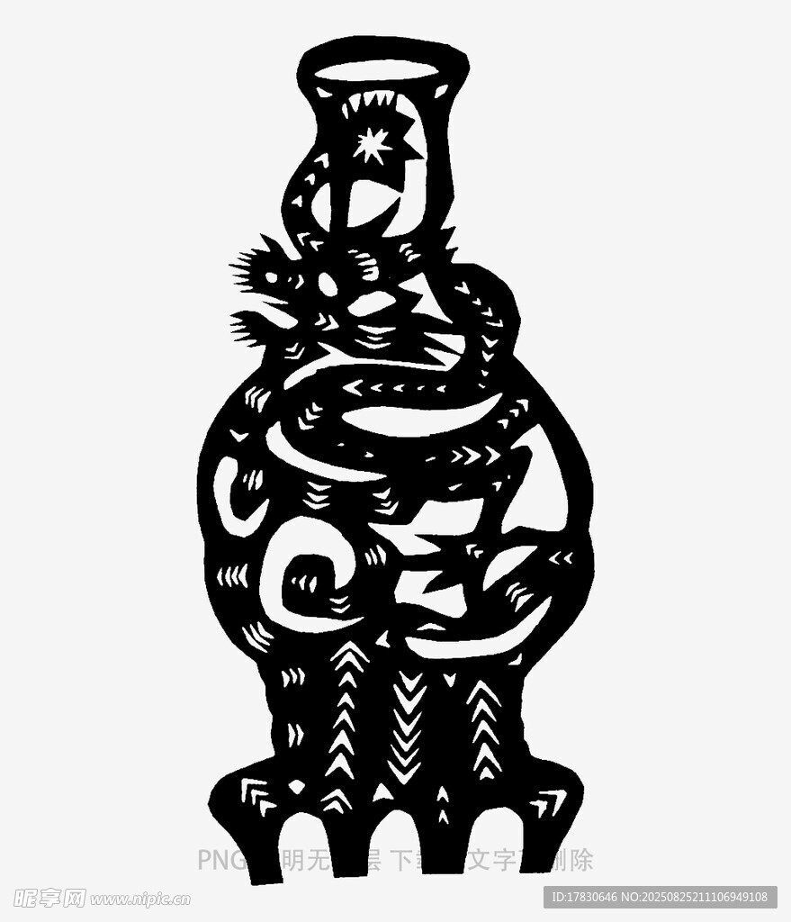 传统剪纸花瓶图案