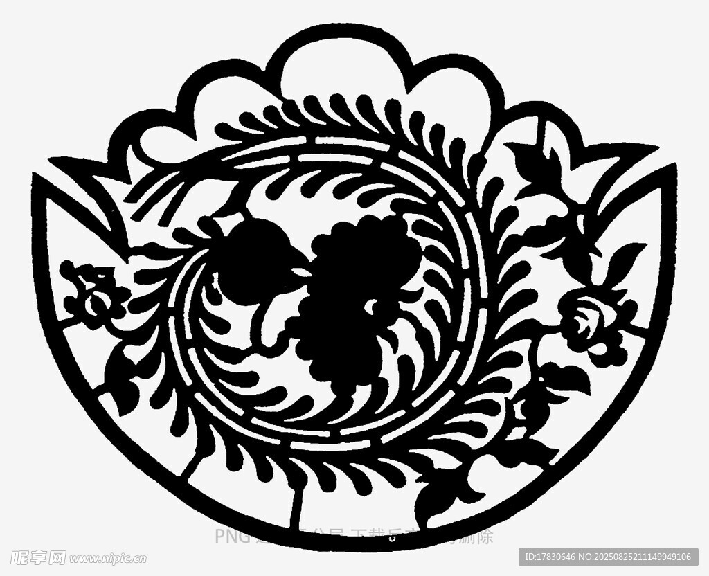 传统剪纸花卉图案