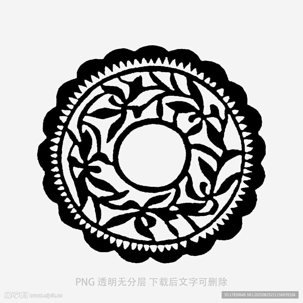 圆形黑白传统花纹图案