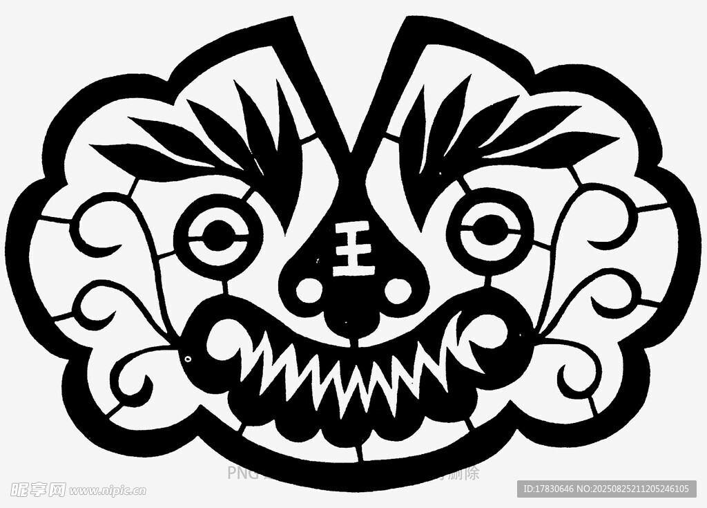 传统剪纸虎头图案