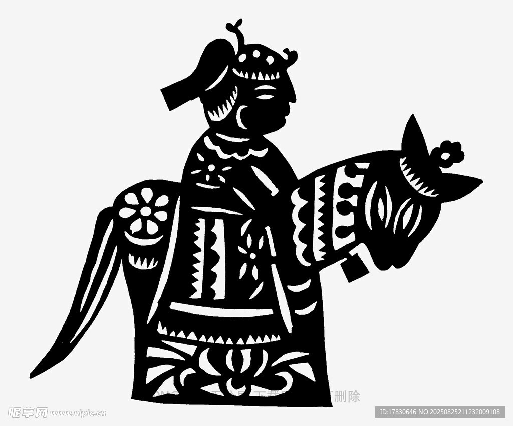 古代骑马人物剪纸造型