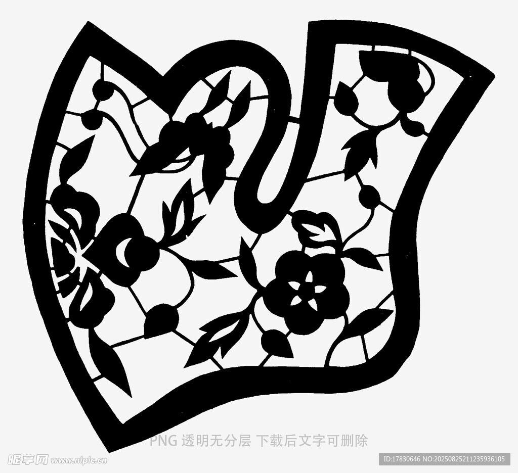 中式花卉轮廓图案设计