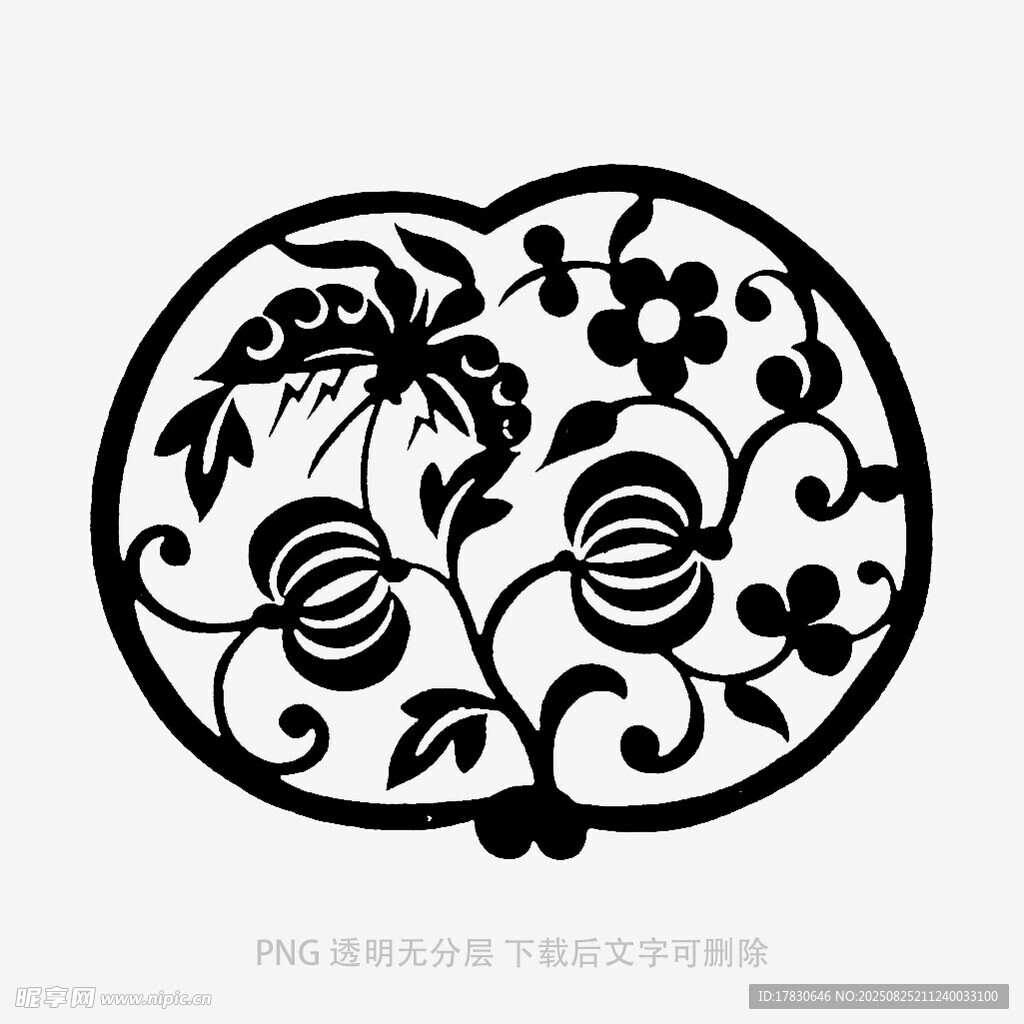 中式葫芦花纹剪纸图案