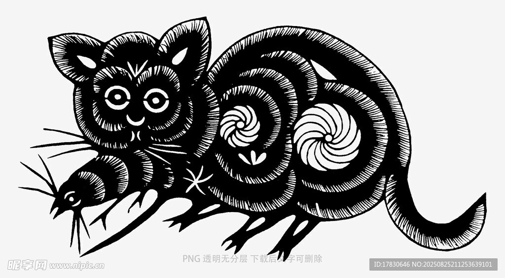 黑白风格猫鼠图案