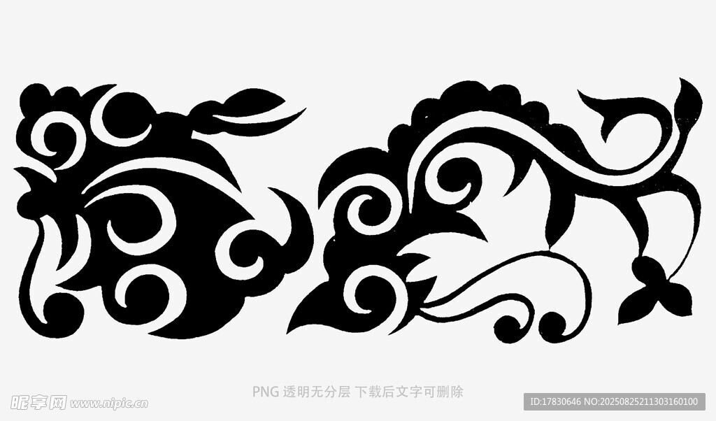中式传统黑白龙纹图案
