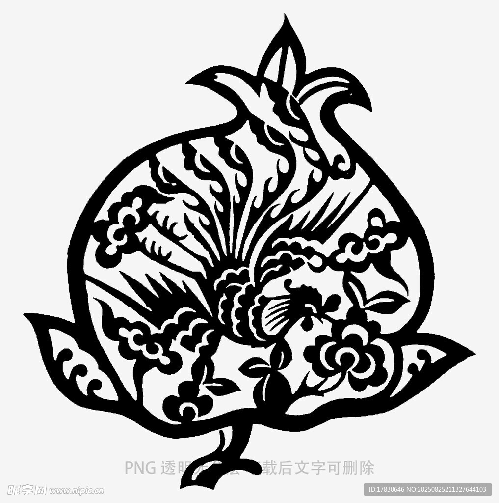 传统石榴剪纸图案