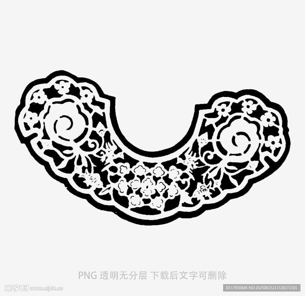 中式镂空花纹月牙形图案