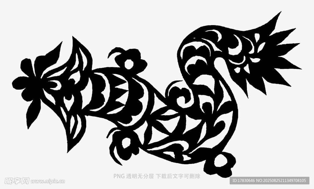 传统风格黑色花纹装饰图案