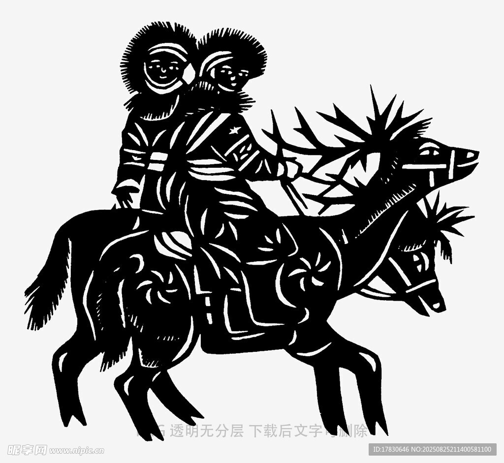 蒙古族骑者与驯鹿图