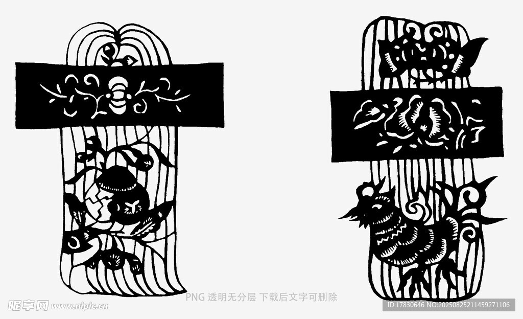 复古鸟笼花卉装饰图案