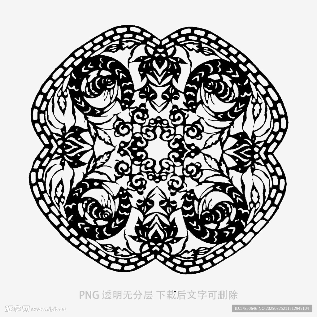 黑白对称花纹图案设计