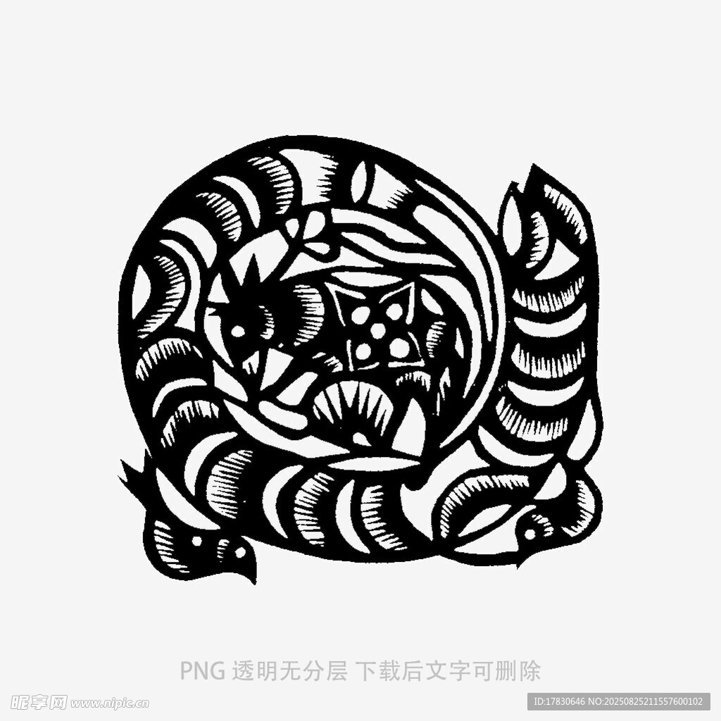 传统剪纸风格的生肖蛇图案