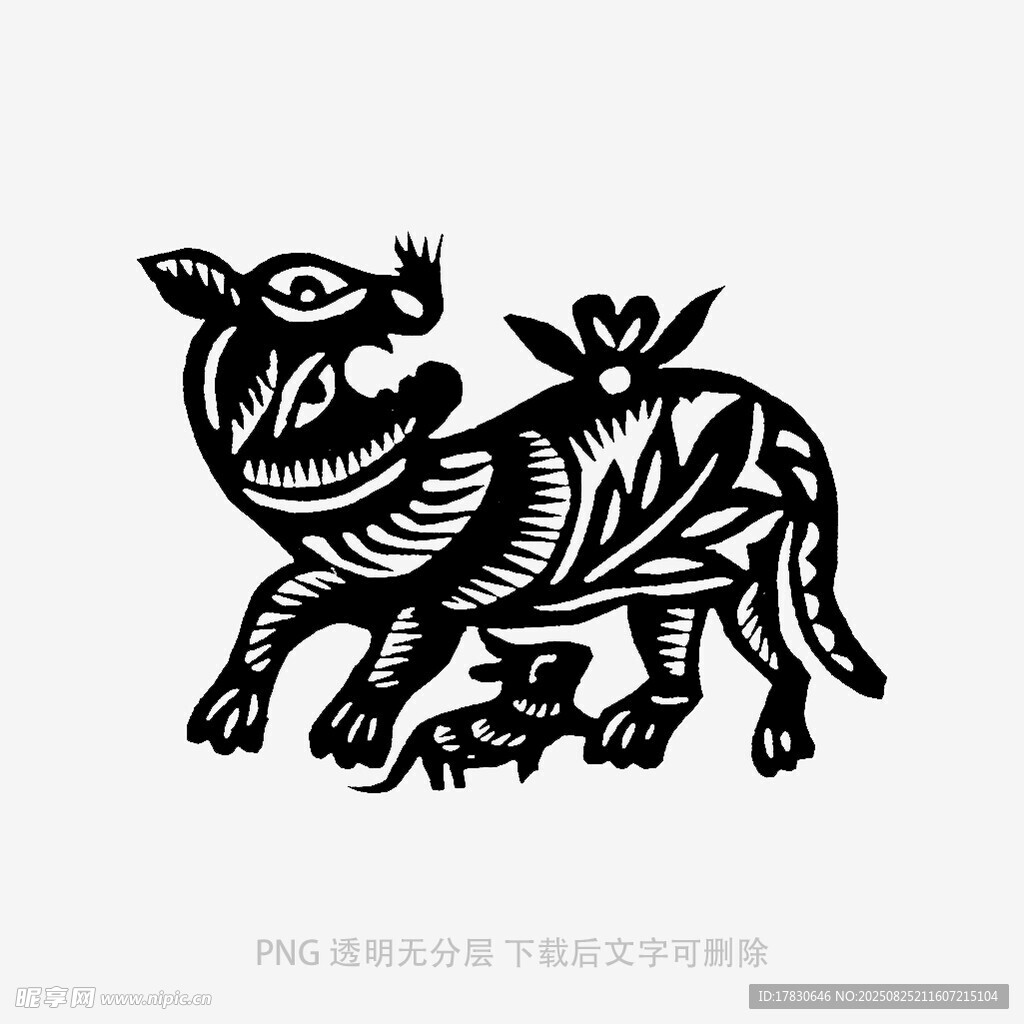 传统剪纸风格的奔跑牛