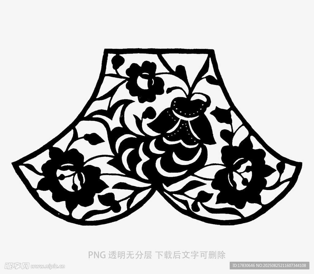 中式花卉剪纸图案