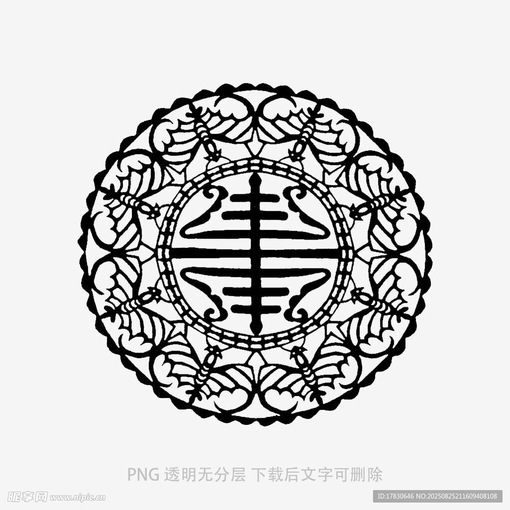 中式传统圆形剪纸素材
