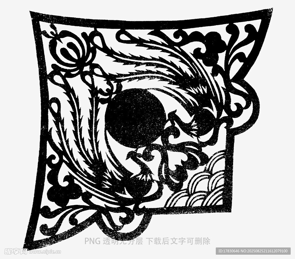 复古风格黑白花纹装饰图案