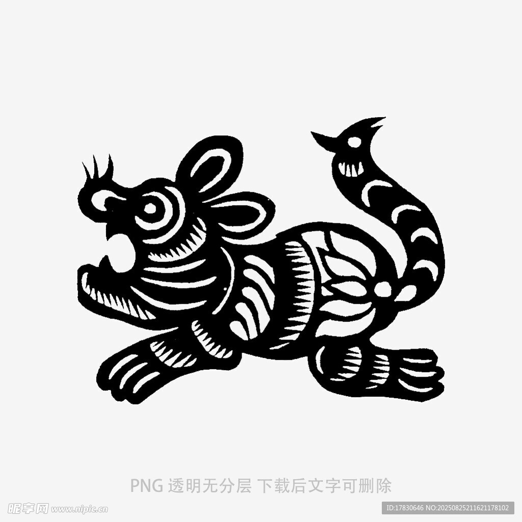 奔跑的剪纸风兔子形象