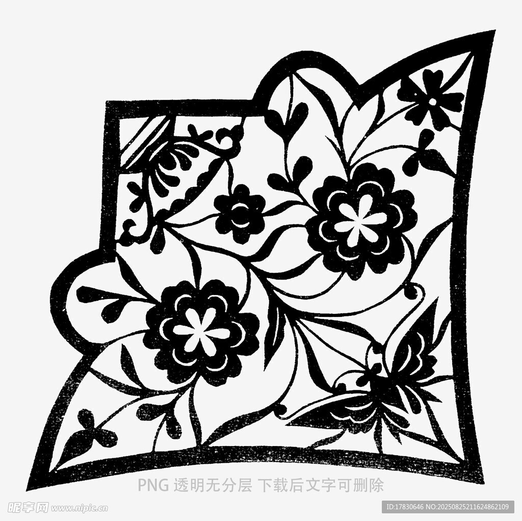 花卉剪纸角隅图案