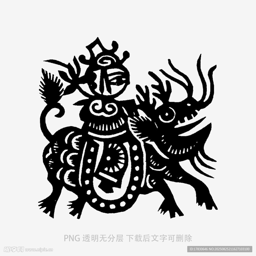 传统麒麟剪纸艺术图案