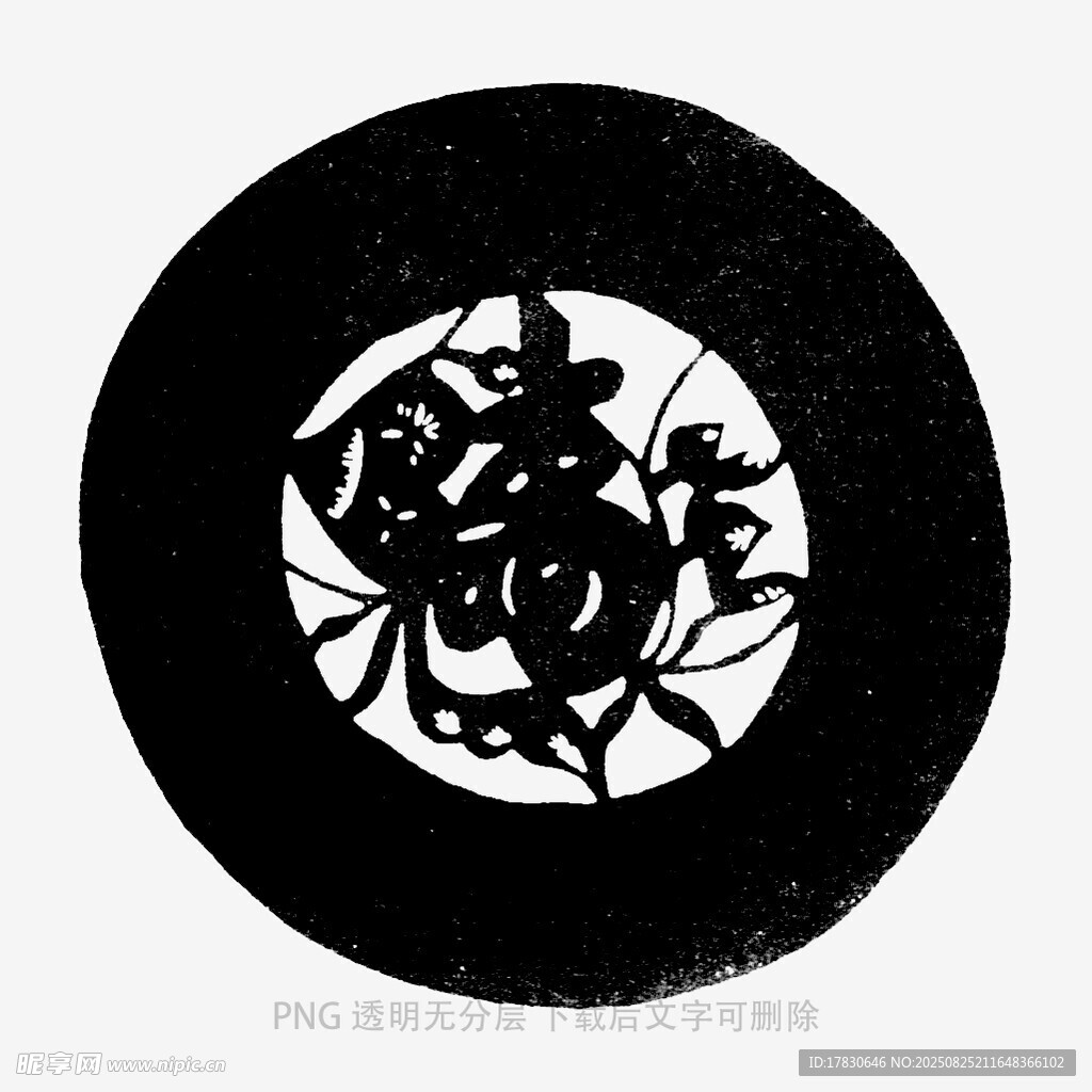 圆形剪纸福字图案