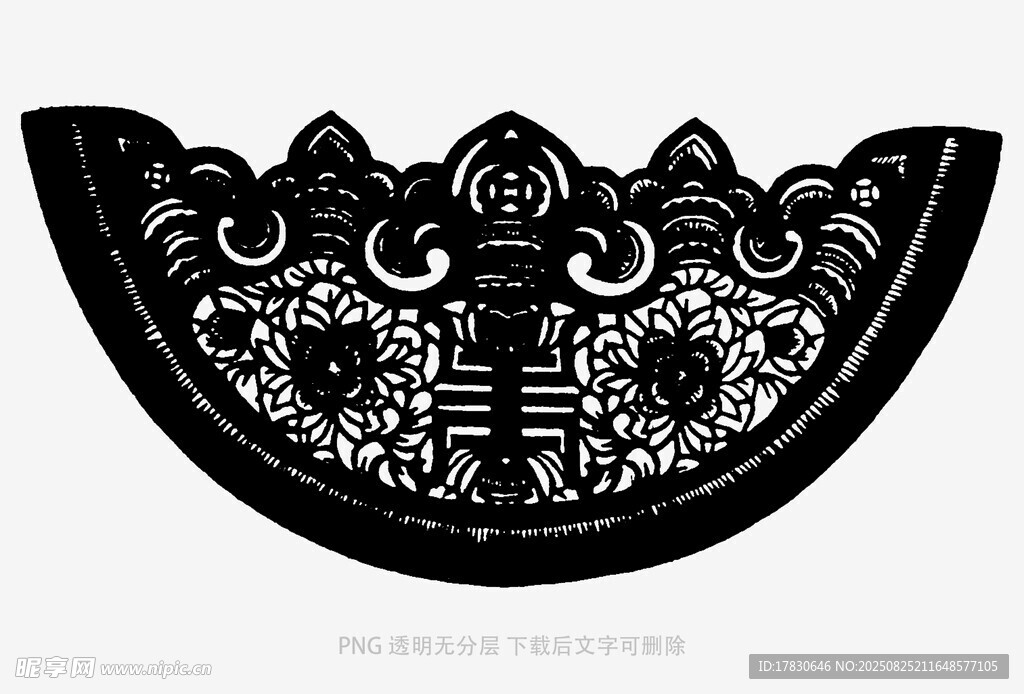 中式传统精美扇形花纹图案