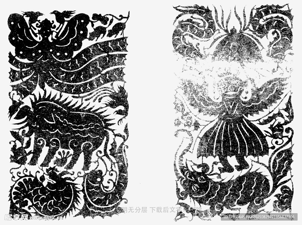 黑白奇幻生物图案设计