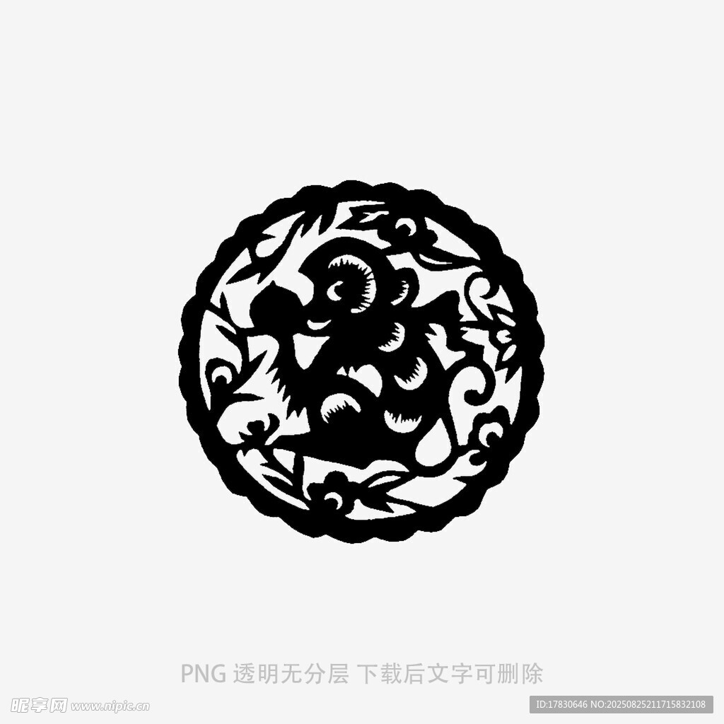 中式传统圆形镂空花纹图案