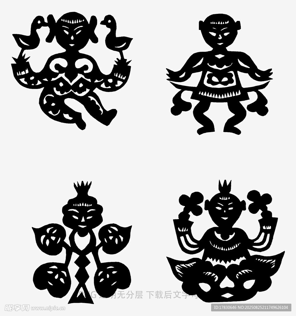传统剪纸娃娃图案集合