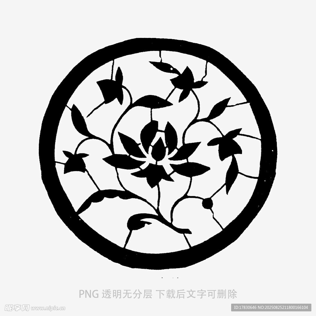 圆形花卉剪纸图案