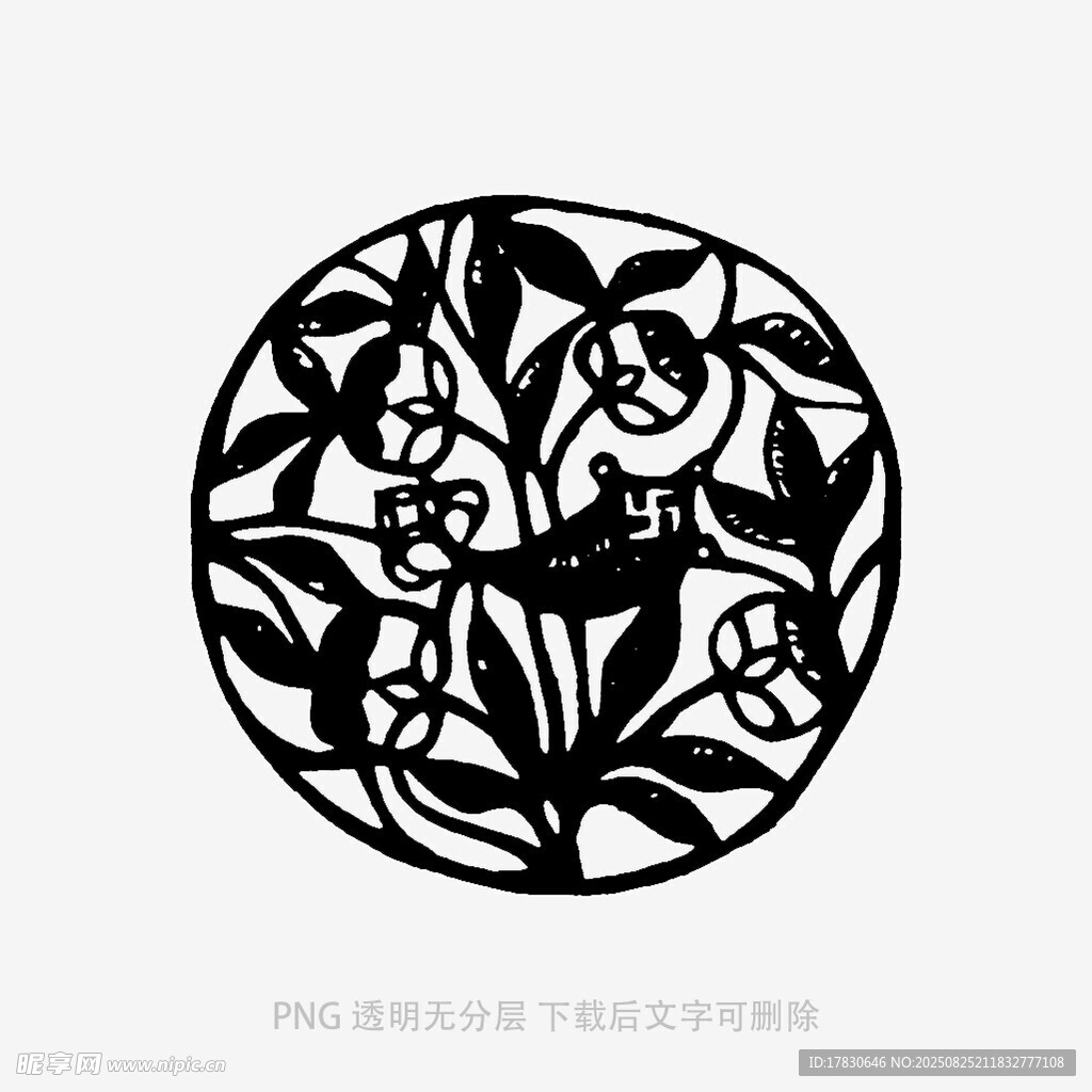 圆形花卉剪纸图案设计