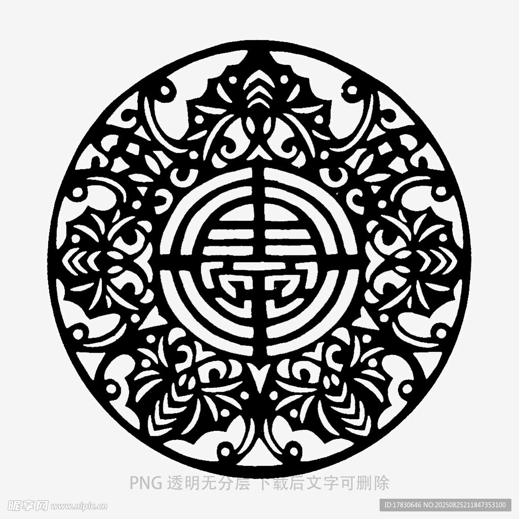 圆形中式传统吉祥花纹图案