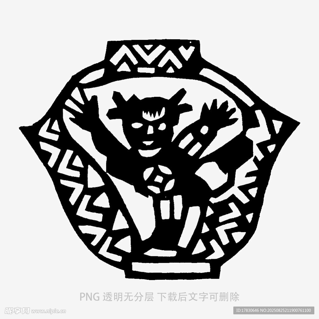 传统剪纸风格的神秘人物形象