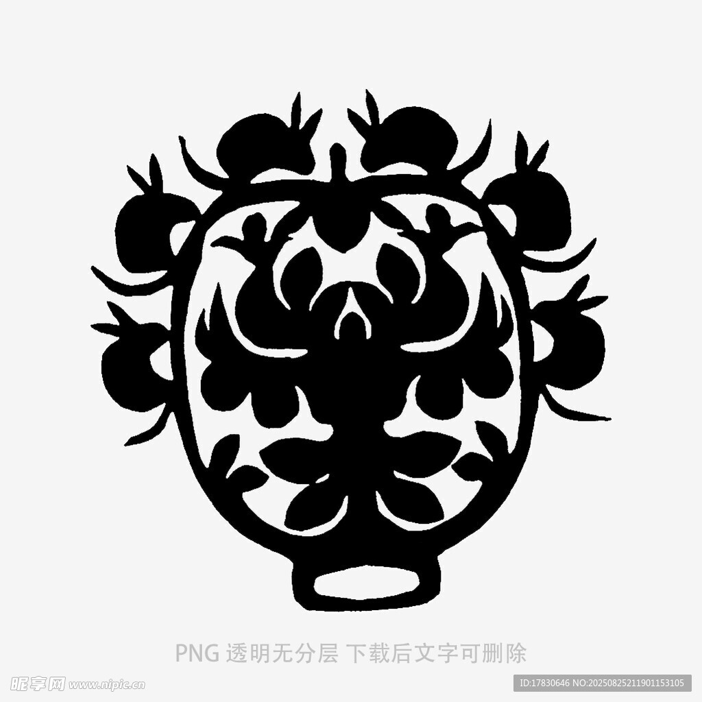 中式花卉灯笼剪纸图案
