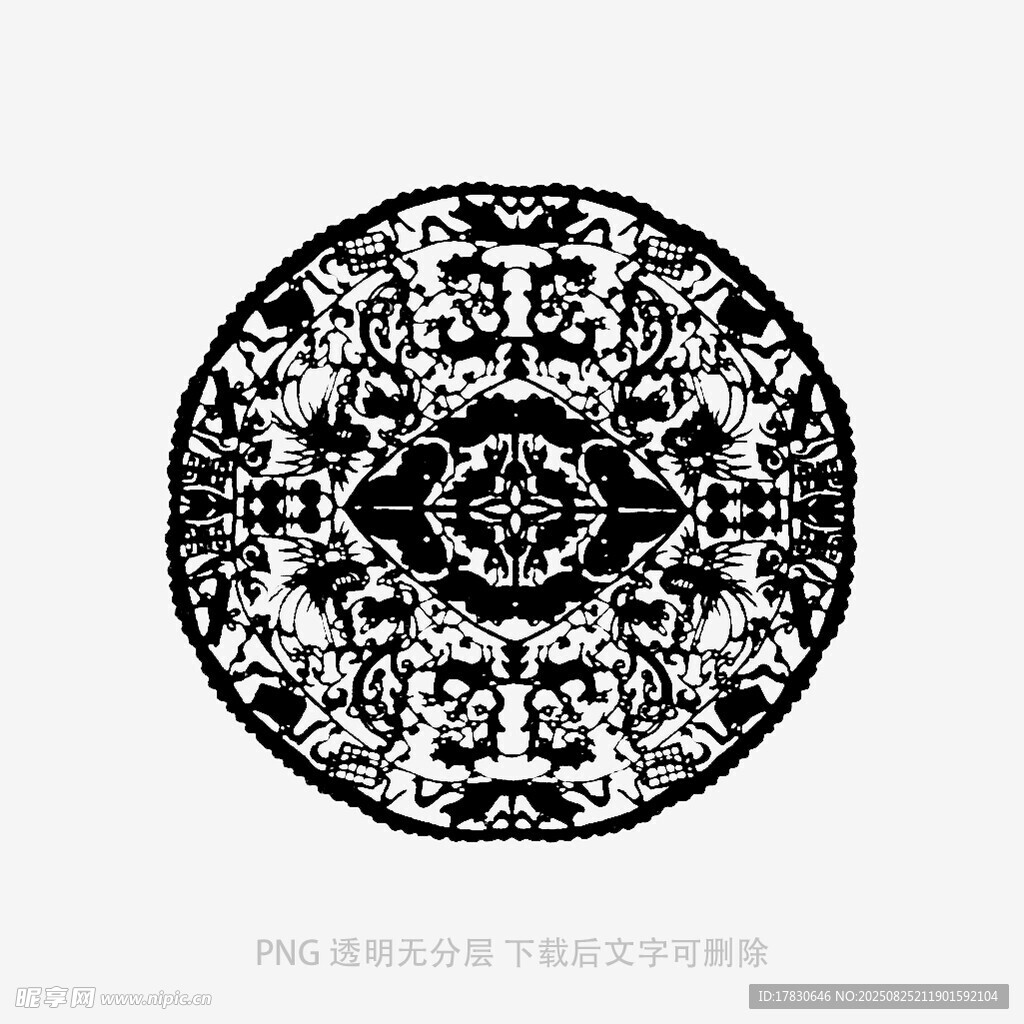 圆形黑白花纹装饰图案