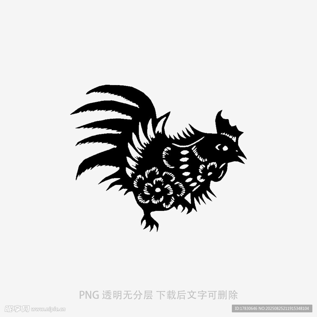 剪纸风格公鸡图案