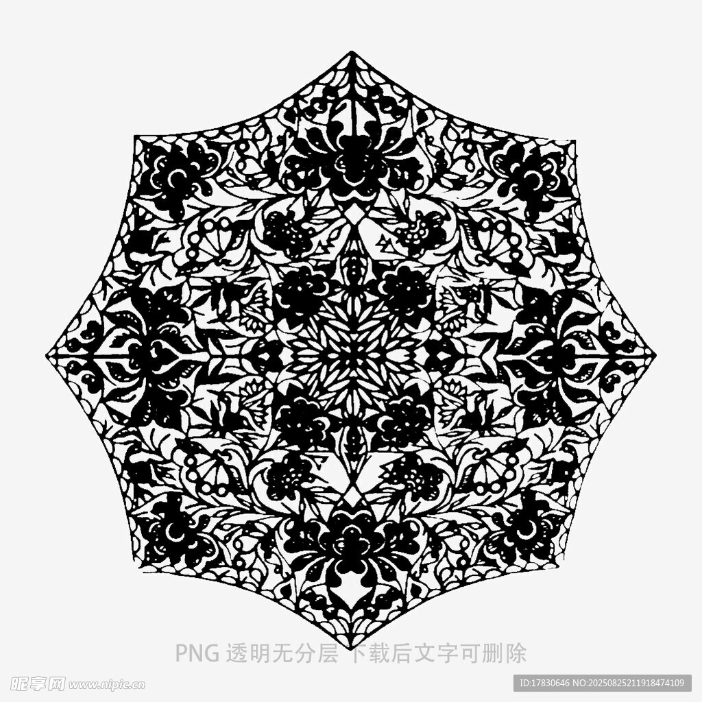 黑白曼陀罗花纹图案