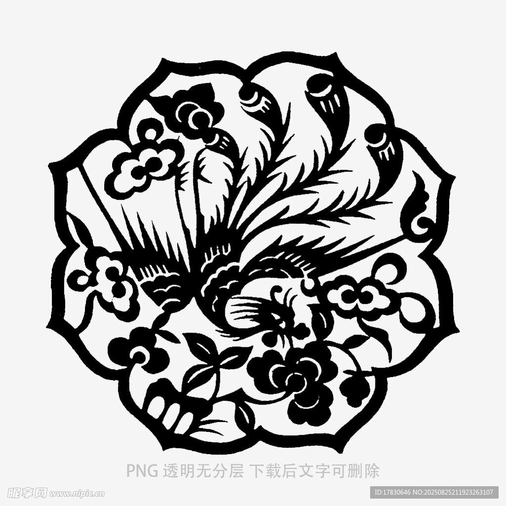 传统花卉纹圆形图案