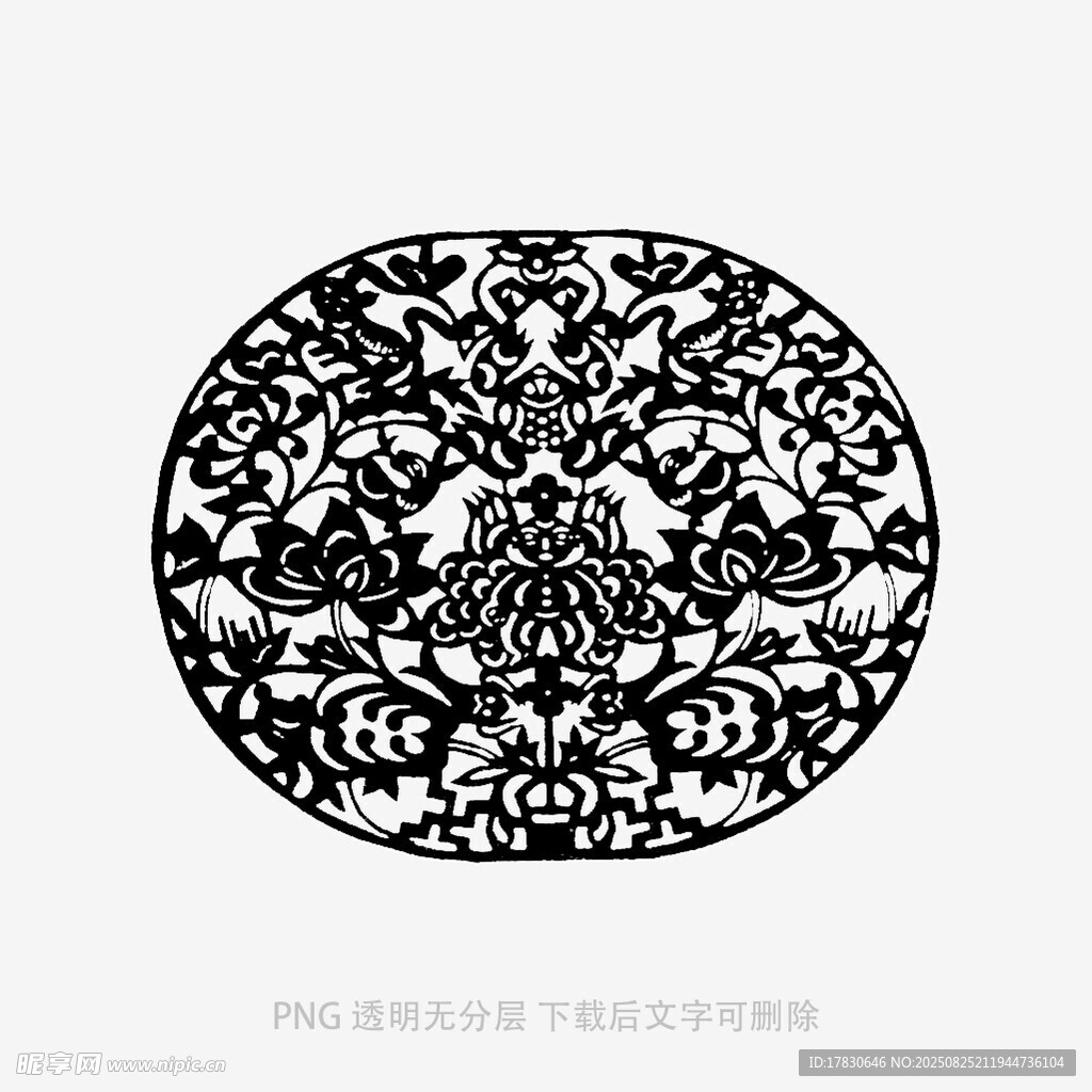 圆形传统花卉纹图案
