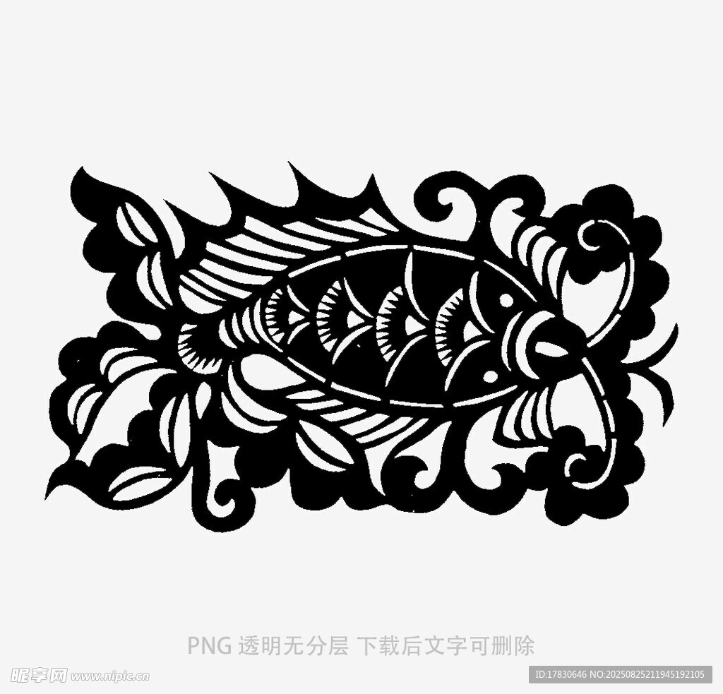 中式鱼纹剪纸图案设计