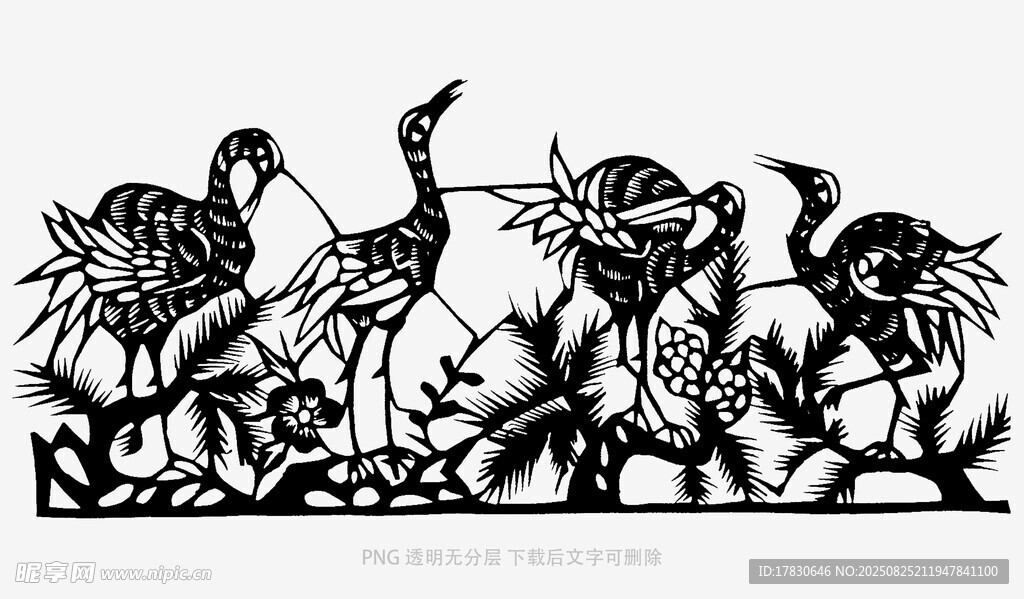 群鸟栖息于花草间场景