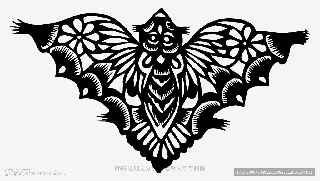 中式蝙蝠剪纸图案