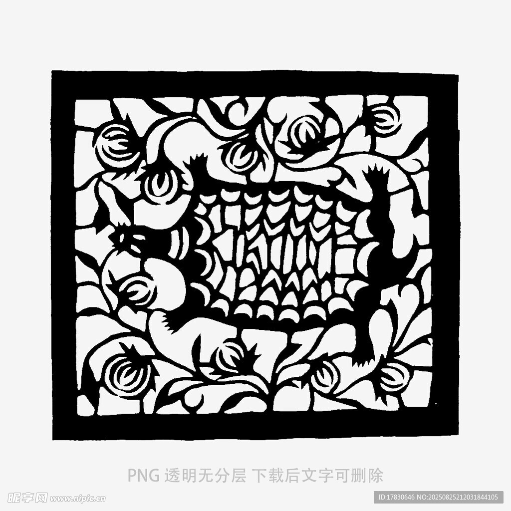 中式雕花松鼠葡萄图案