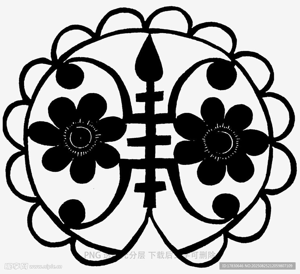 中式传统对称花卉图案
