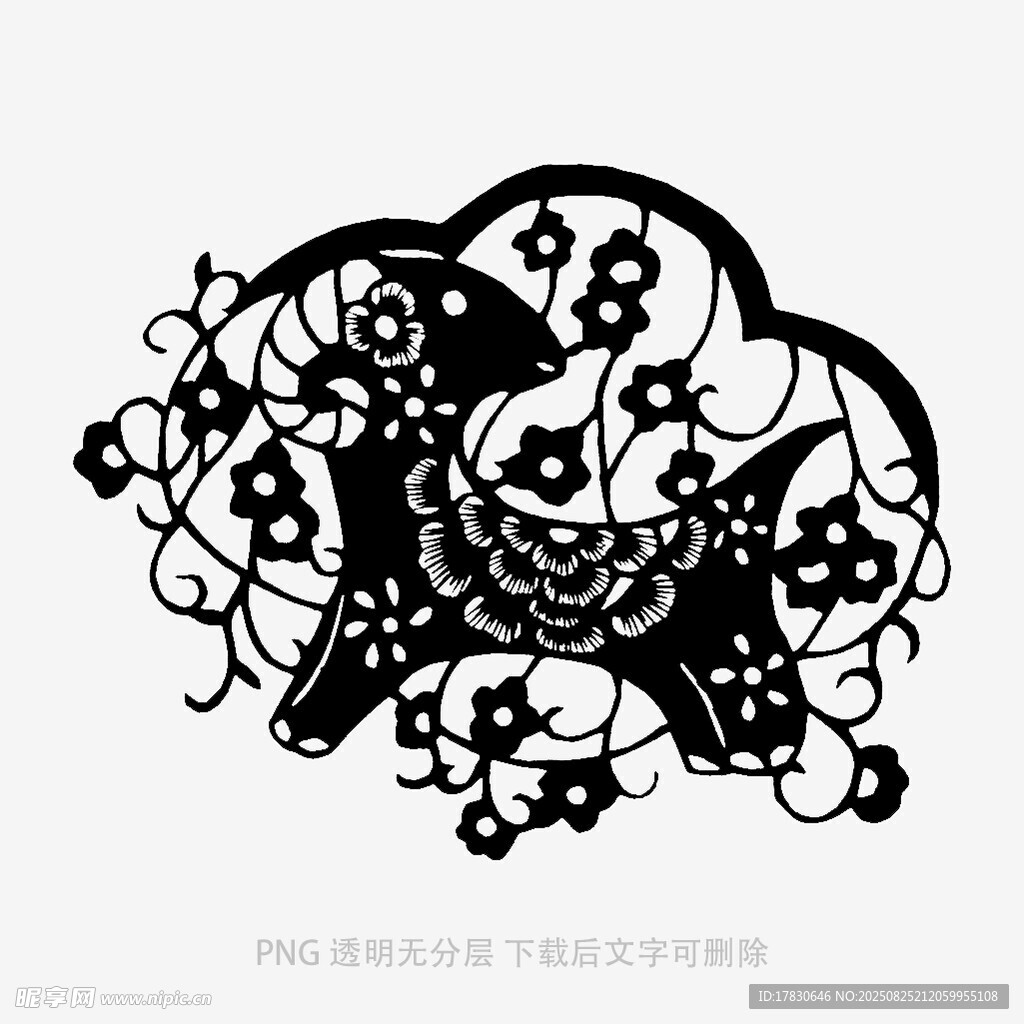 黑白花卉图案装饰设计