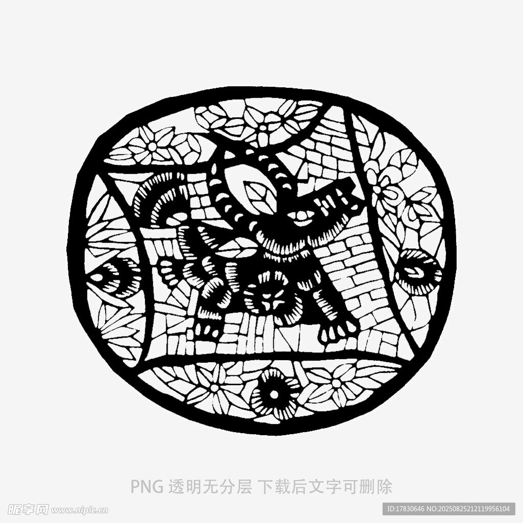 圆形复古图案装饰画