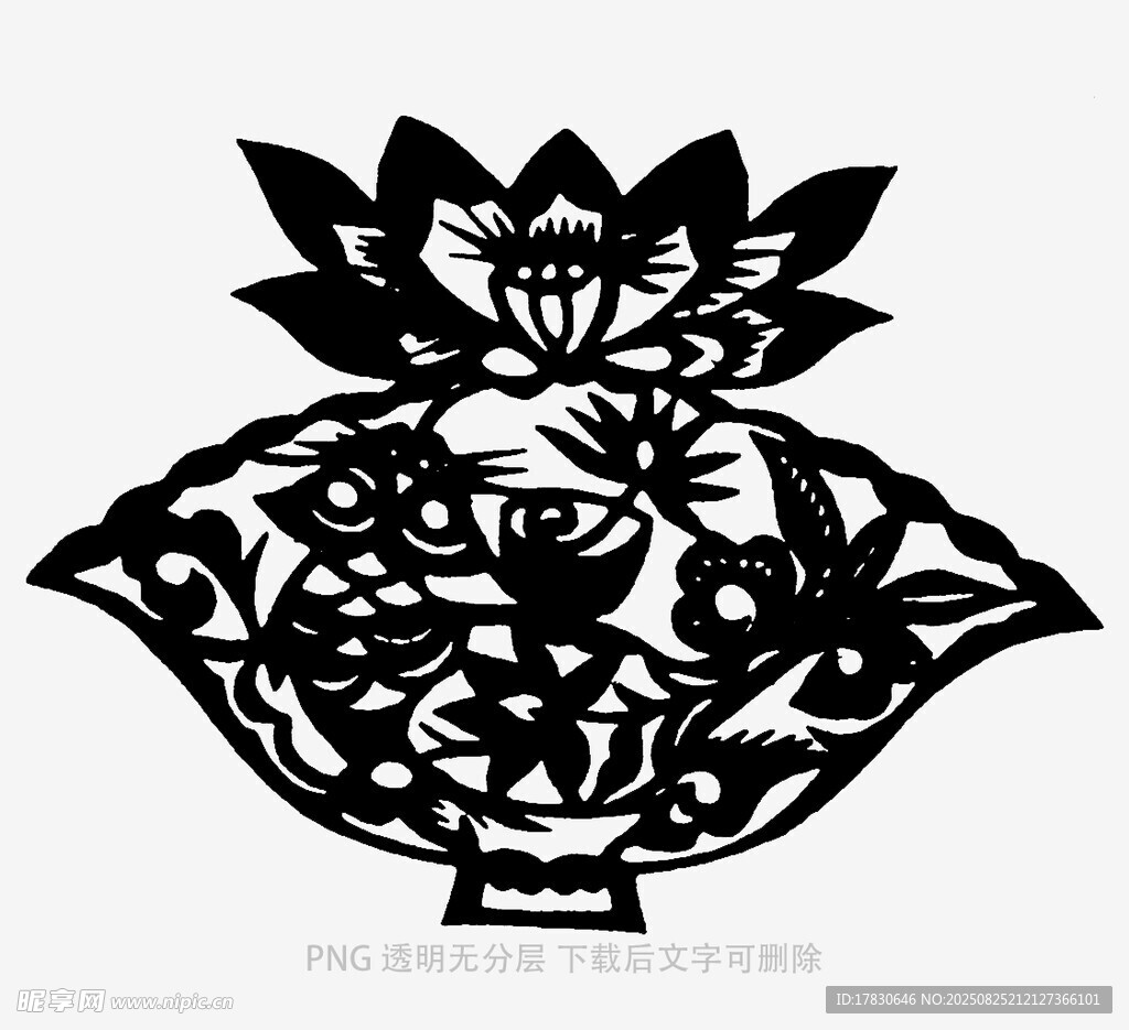 传统花卉剪纸图案