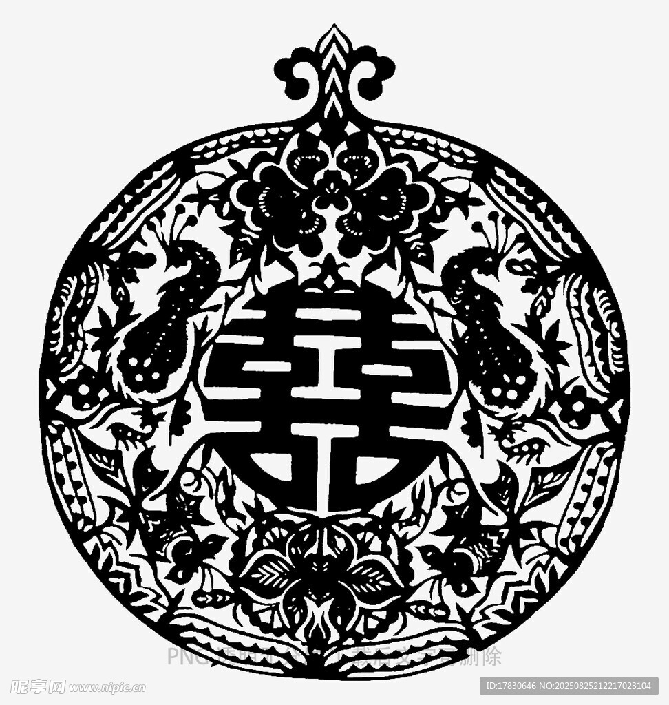 中式传统双喜剪纸图案