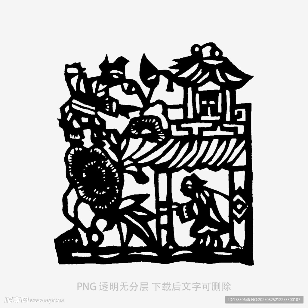 中式庭院剪纸艺术作品