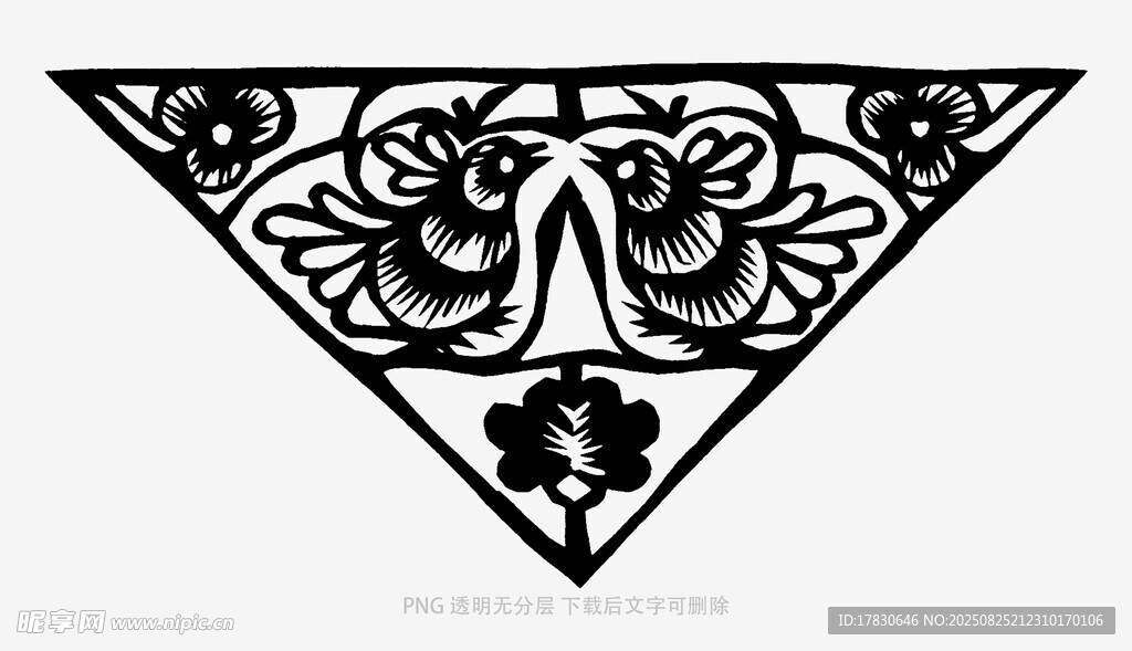 三角对称黑白传统纹饰