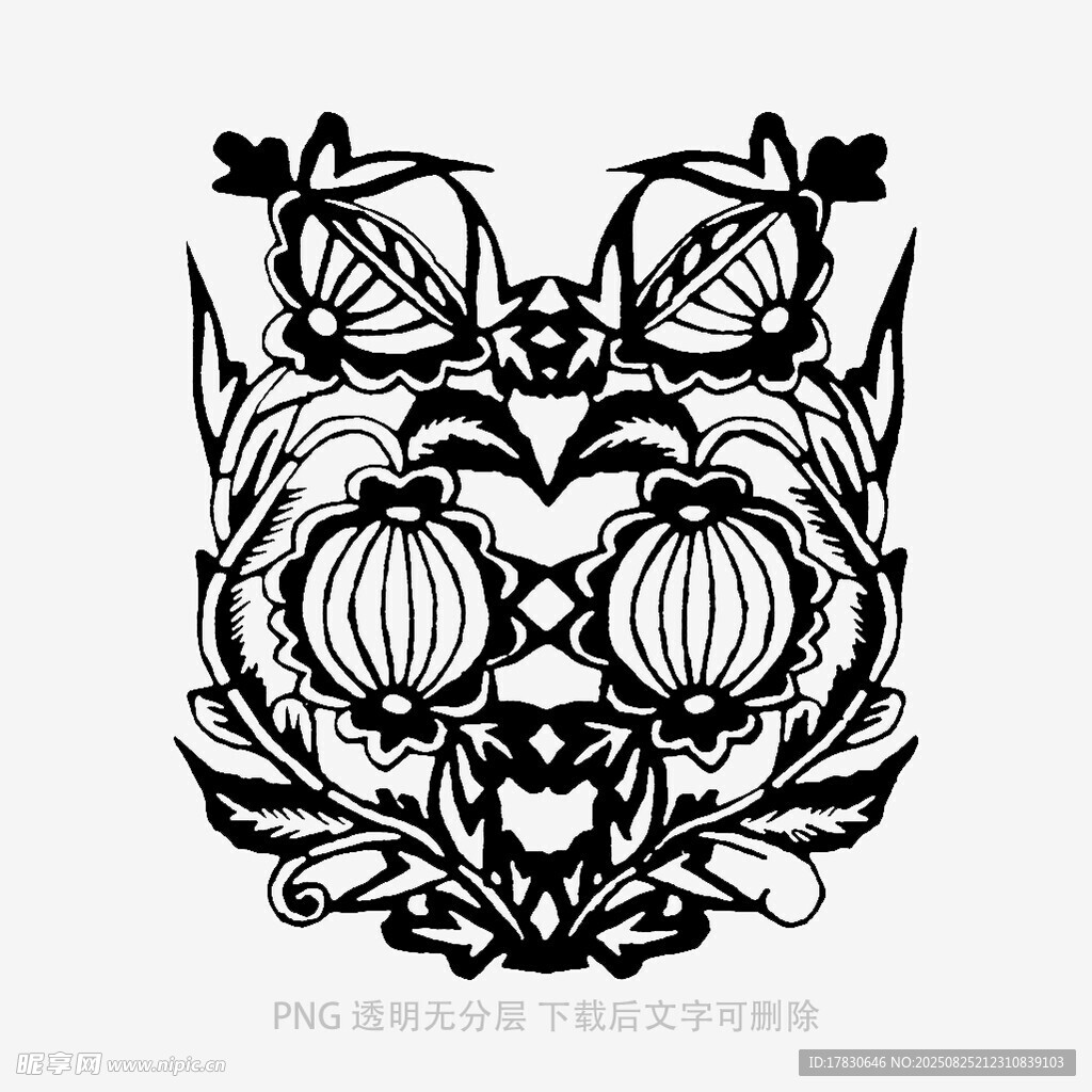 黑白花卉图案设计元素
